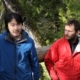 Ken Wu and Jason Addy at a press conference at the Sooke Potholes on Mar. 1.
