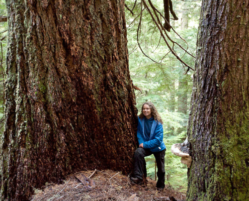 Jane Morden by an Ancient Douglas-fir in the McLaughlin Ridge