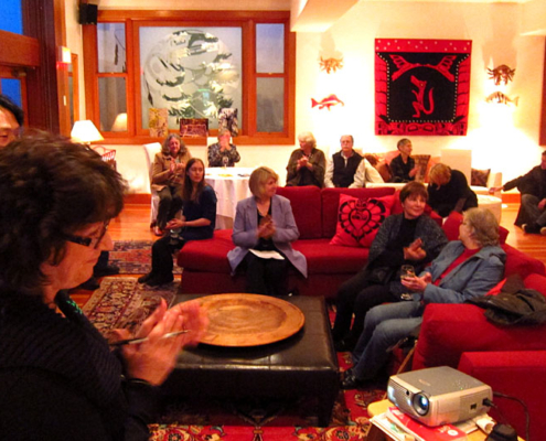 Port Renfrew Chamber of Commerce President Rosie Betsworth makes her speech during the AFA hosted fundraiser at the Sooke Harbour House.
