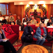 Guests attend the Port Renfrew Chamber of Commerce fundraiser at the Sooke Harbour House.