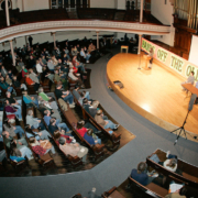 Rally_Oct_2011 Stage and crowd at the very start of the night. The crowd increased another 30% in size over the next half hour!